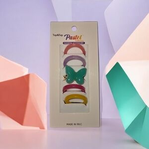 Pastel Butterfly Acrylic Ring  Set with Mint Butterfly